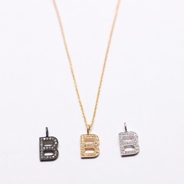 Pendent Gold, Black & Silver B Alphabet - Image 2