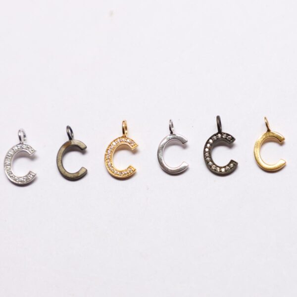 Pendent Gold, Black & Silver C Alphabet