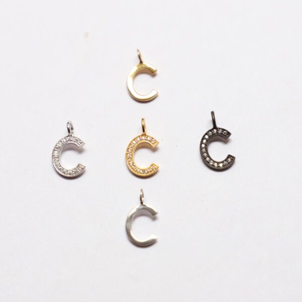 Pendent Gold, Black & Silver C Alphabet - Image 3