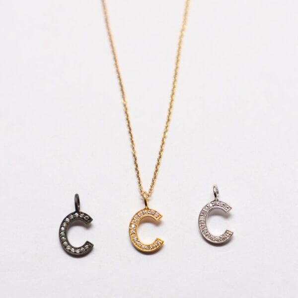 Pendent Gold, Black & Silver C Alphabet - Image 4