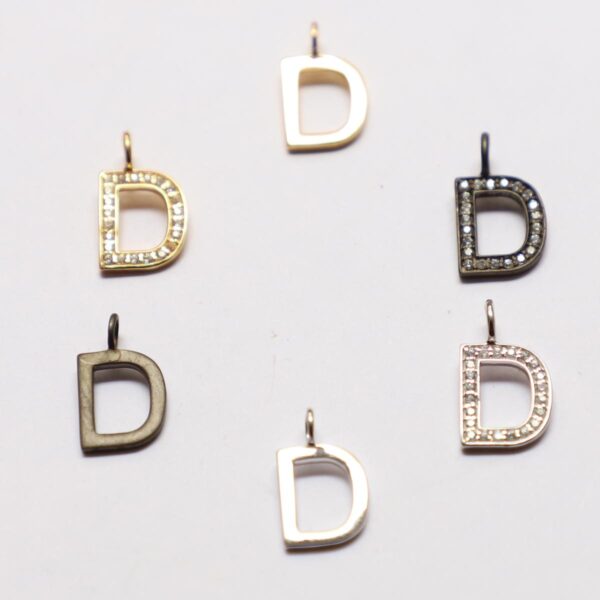 Pendent Gold, Black & Silver D Alphabet - Image 3