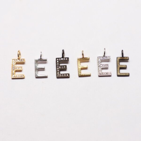 Pendent Gold, Black & Silver E Alphabet