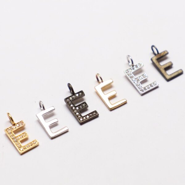 Pendent Gold, Black & Silver E Alphabet - Image 2