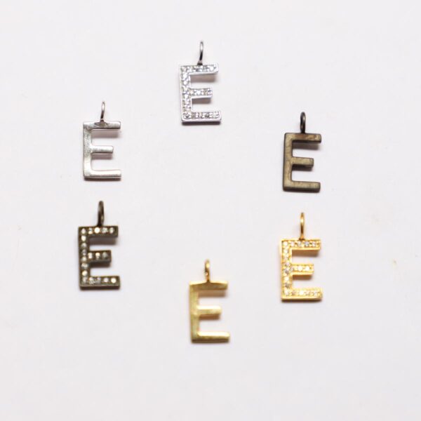 Pendent Gold, Black & Silver E Alphabet - Image 3