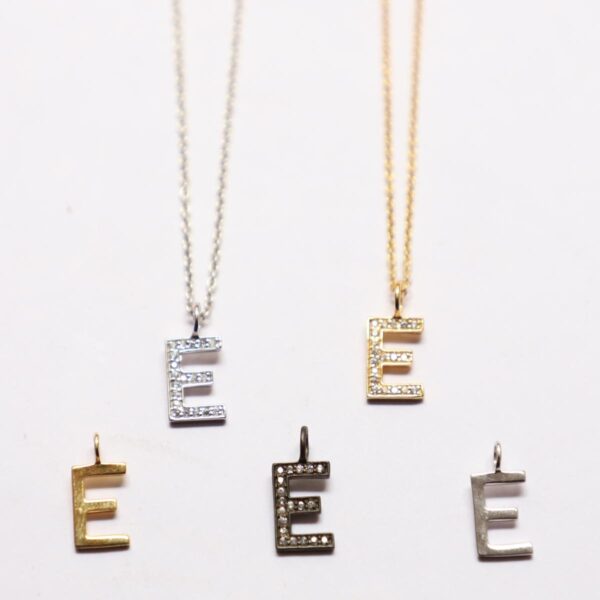 Pendent Gold, Black & Silver E Alphabet - Image 5