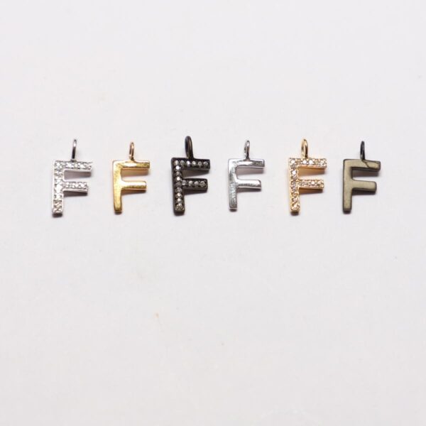 Pendent Gold, Black & Silver F Alphabet