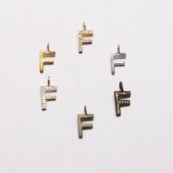 Pendent Gold, Black & Silver F Alphabet - Image 3