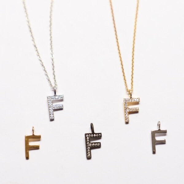 Pendent Gold, Black & Silver F Alphabet - Image 5