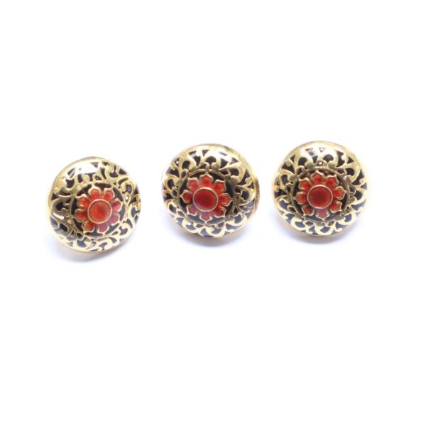 Round Floral Maroon & Black Sherwani Button  & 3 PCS 12 MM