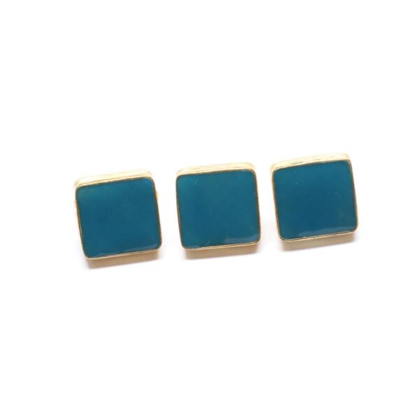 SQUARE Self Textured Blue Sherwani Button  & 3 PCS 12 MM