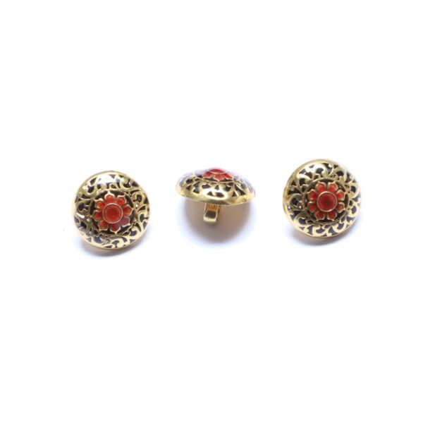 Round Floral Maroon & Black Sherwani Button  & 3 PCS 12 MM - Image 2