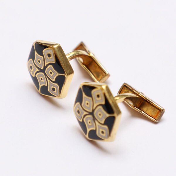 Floral Hexagen Off White & Black Cuffling - Image 2