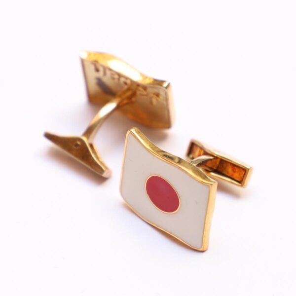 Japan Flag Logo Cufflinks - Red & White Enamel on Sterling Silver, Square Shape - Elegant Unique Men's Accessory- Anniversary Cufflinks.