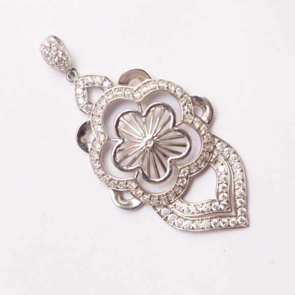 Silver Plated Floral Design Filigree Pendent Set - Image 3