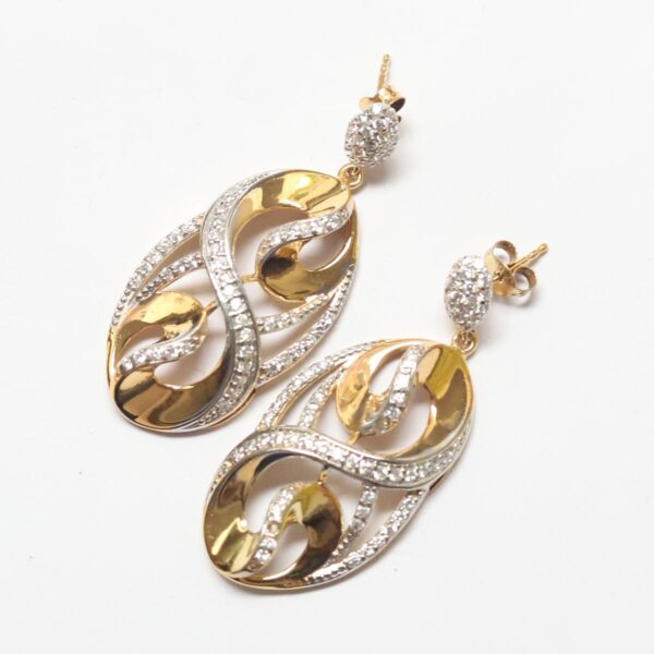 Frosting Gold Plated Oval S Shaped Filigree Pendent Set - Image 4