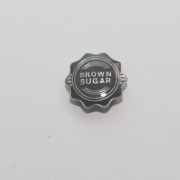 Flower Brown Sugar logo Black & Silver Cuf Button - Image 3