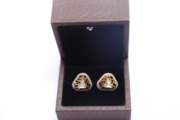 Gold Studs with Diamond & Diamond Polki - Image 5