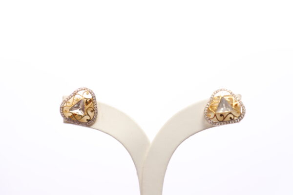 Gold Studs with Diamond & Diamond Polki - Image 3