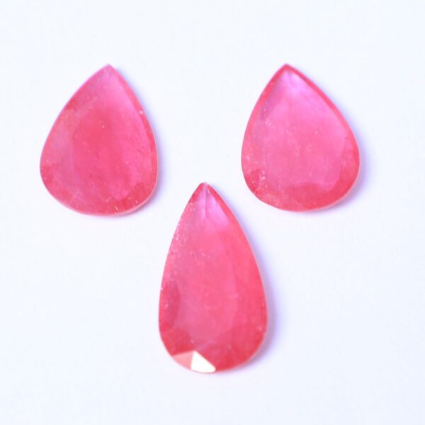 Ruby (Glassfilled) Pear Shape 3 Pcs Set - Image 3