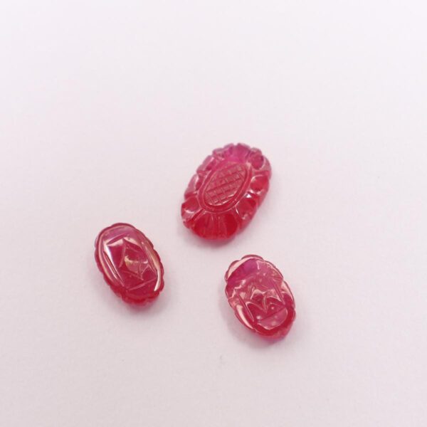 Ruby (Glassfilled) Flower Shape 3 Pcs Set - Image 4