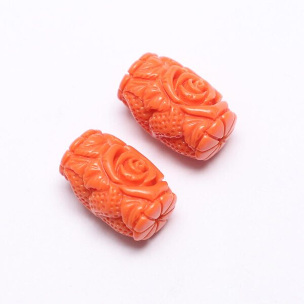 Coral Beads Mughal Carving 2 Pcs Set - Image 3