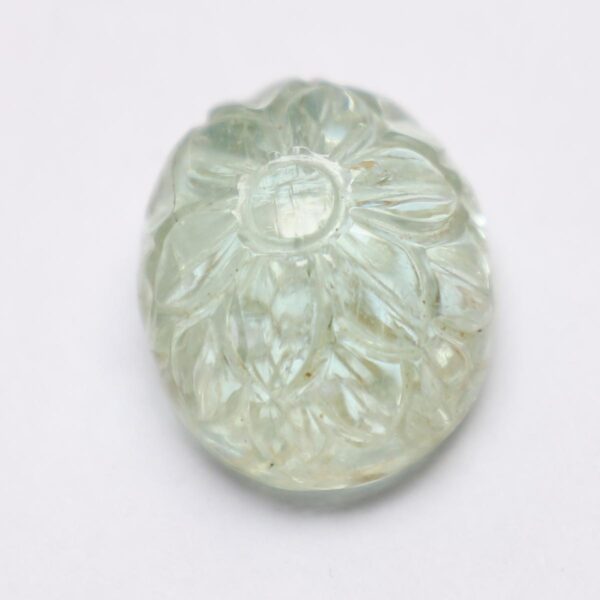 Aquamarine Cab Mughal Carving