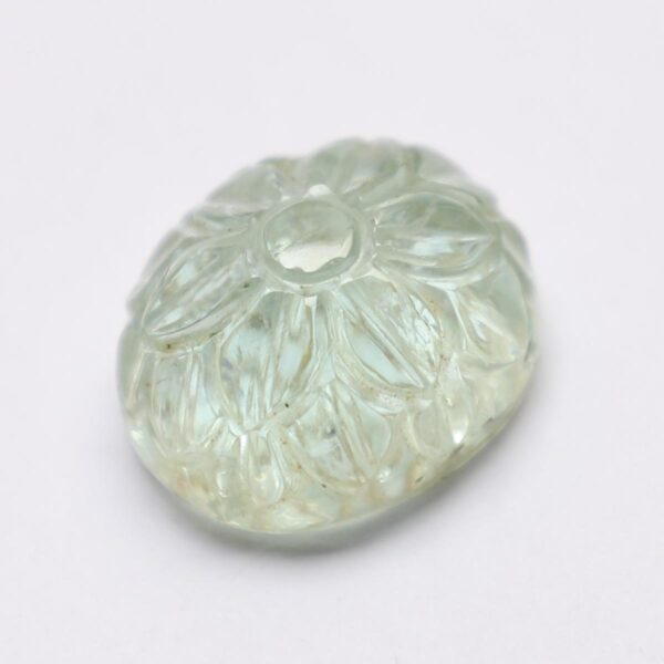 Aquamarine Cab Mughal Carving - Image 2