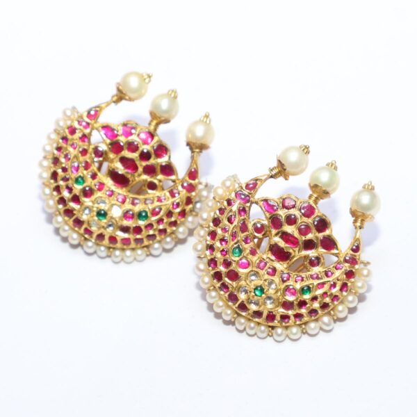 Kundan Studs with Diamond Polki and Ruby