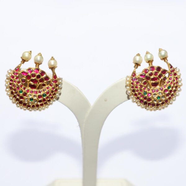 Kundan Studs with Diamond Polki and Ruby - Image 2