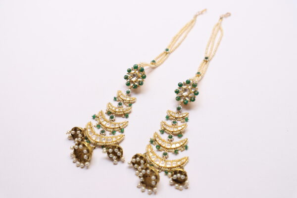 Kundan Dangler with Diamond , Diamond Polki, Emerald & Pearl - Image 3