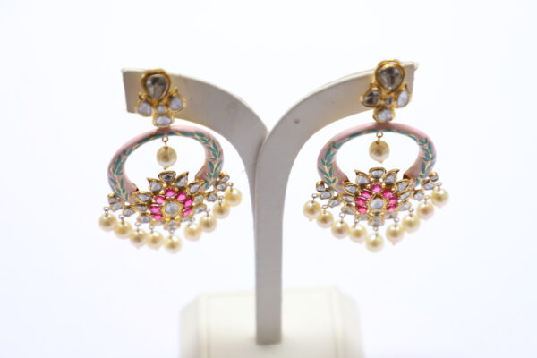 Enamel Gold Dangler with Ruby & Pearl - Image 5