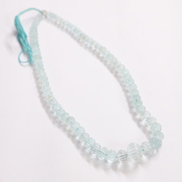 Aquamarine Melon Carving Beads - Image 3