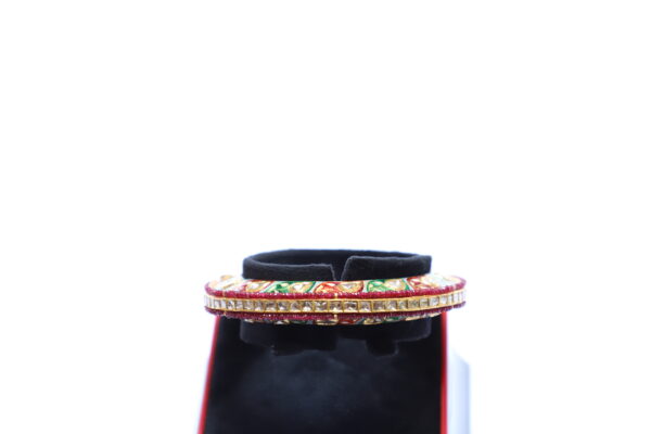 Red Enamel Bangle with Diamond Polki & Ruby - Image 4