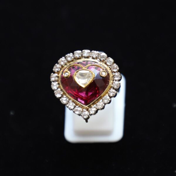 Ring cum Pendant with Jadau Tourmaline, Diamond Polki & diamond Rosecut - Image 3