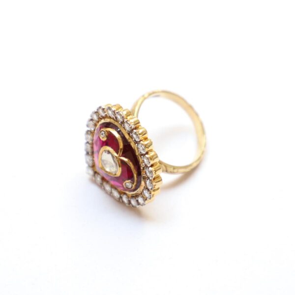 Ring cum Pendant with Jadau Tourmaline, Diamond Polki & diamond Rosecut - Image 2