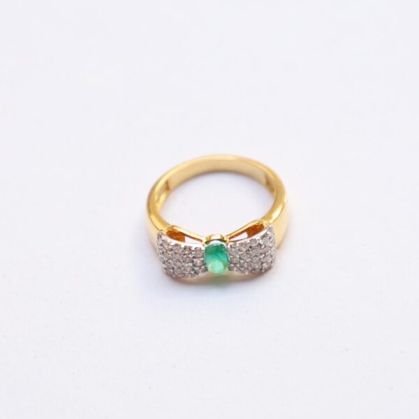 Diamond Studded Gold Ring with Emerald - Image 2