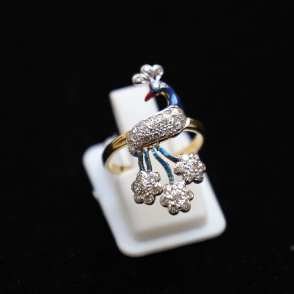 Diamond Studded Peacock Ring - Image 4