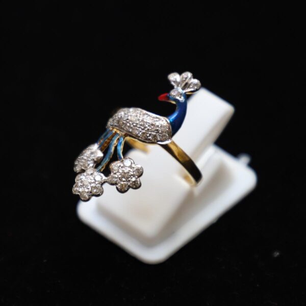 Diamond Studded Peacock Ring