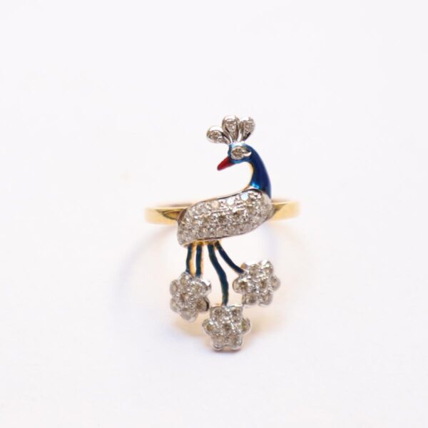 Diamond Studded Peacock Ring - Image 3