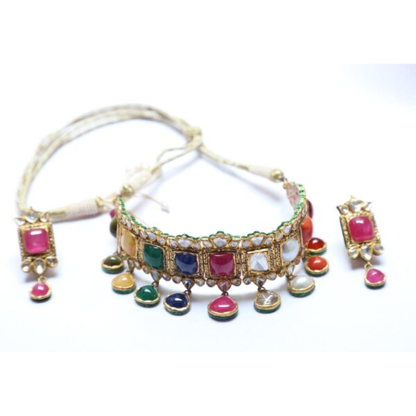 Navratan Jadai Necklace Set - Image 6