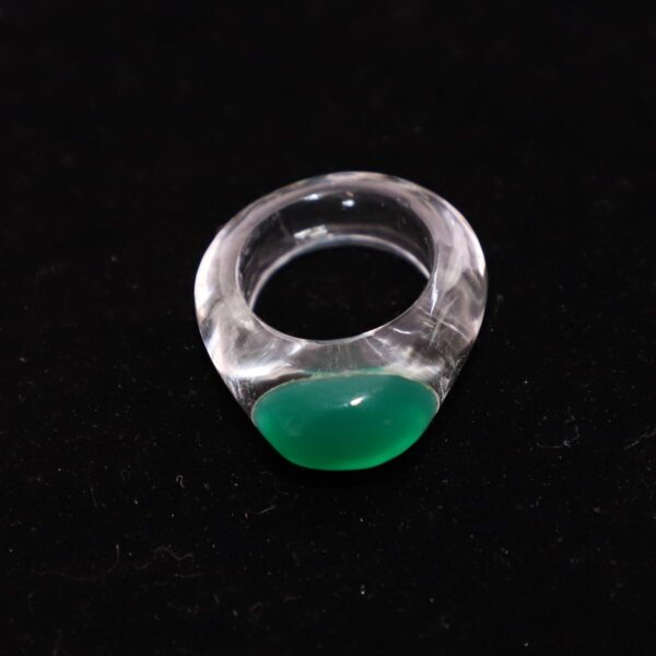 Rock Crystal With Green Onyx Ring No. 16