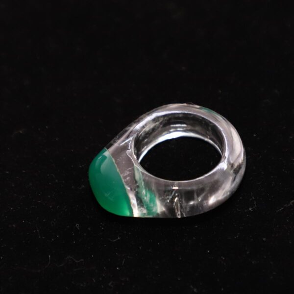 Rock Crystal With Green Onyx Ring No. 16 - Image 2