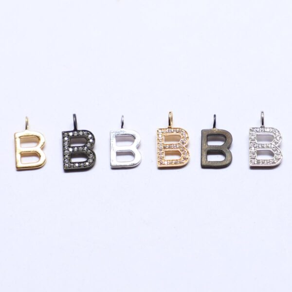 Pendent Gold, Black & Silver B Alphabet - Image 3