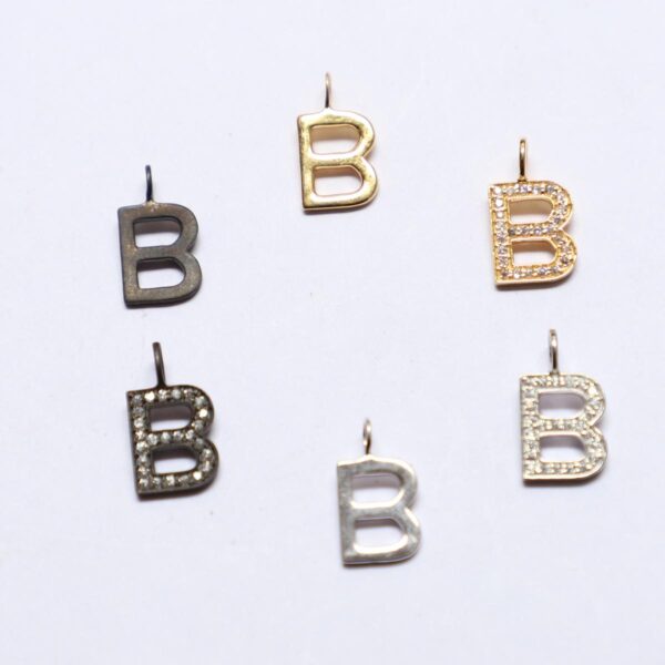 Pendent Gold, Black & Silver B Alphabet - Image 6