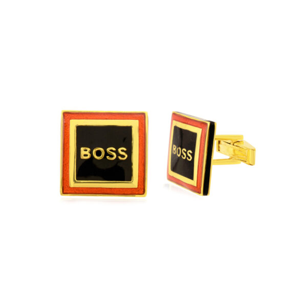 Boss Cufflinks | Black & Red Enamel Sterling Silver Cufflinks | Handcrafted Men's Accessories | Unique Cufflinks | Shirt Cufflinks For Her - Image 2