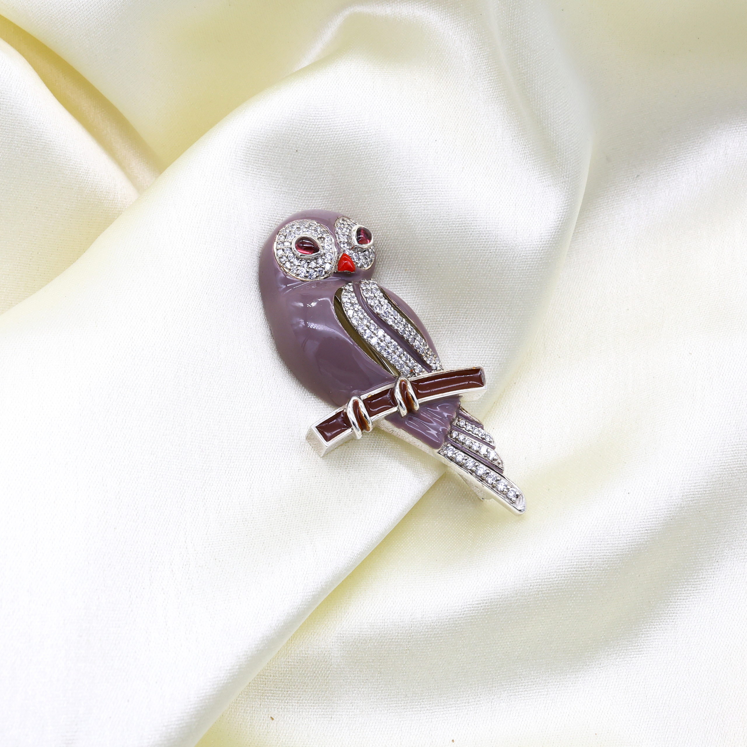 Vintage Sterling Silver Owl Brooch